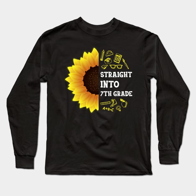 Straight into Seventh grade Back To School Sunflower Long Sleeve T-Shirt by hardyhtud